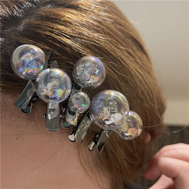 5pcs Glass Ball Hair Pins Cute Punk Circle Hair Clips Barrette Fashion Hair  Accessories For Girls Women - Hair Jewelry - AliExpress