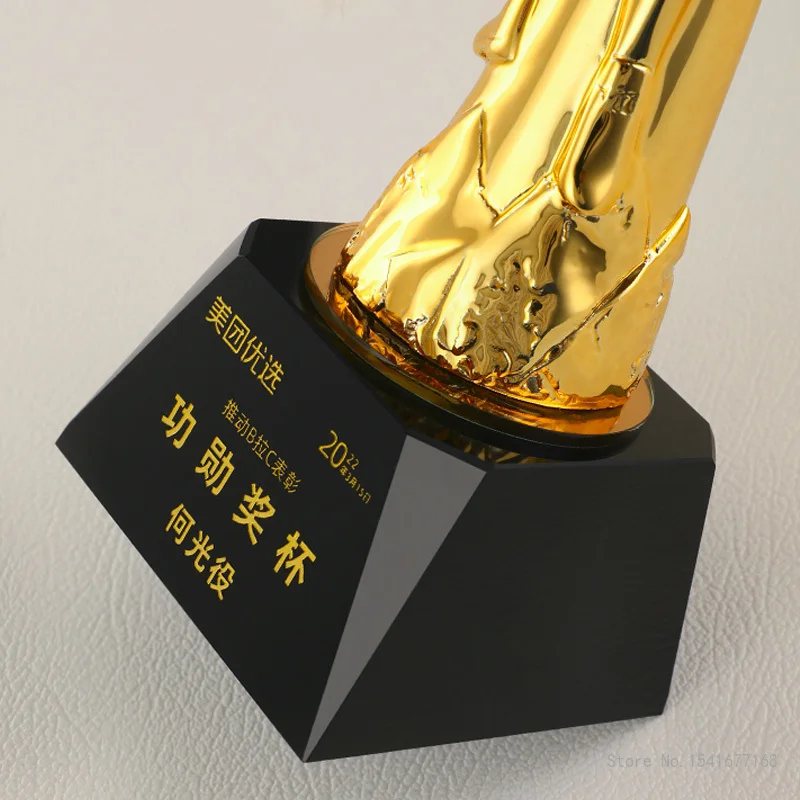 Customized Resin Trophy, High-Transparent Crystal Ball, Sports competition, Award, Home Decoration, Crystal Base Can Carve, 1Pc