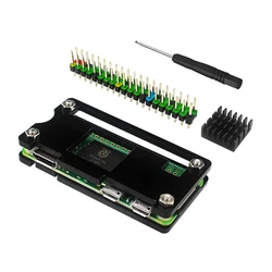 Raspberry Pi Zero Kit: Acrylic Case with Aluminum Heat Sink & 40 - Pin GPIO Header (Black)