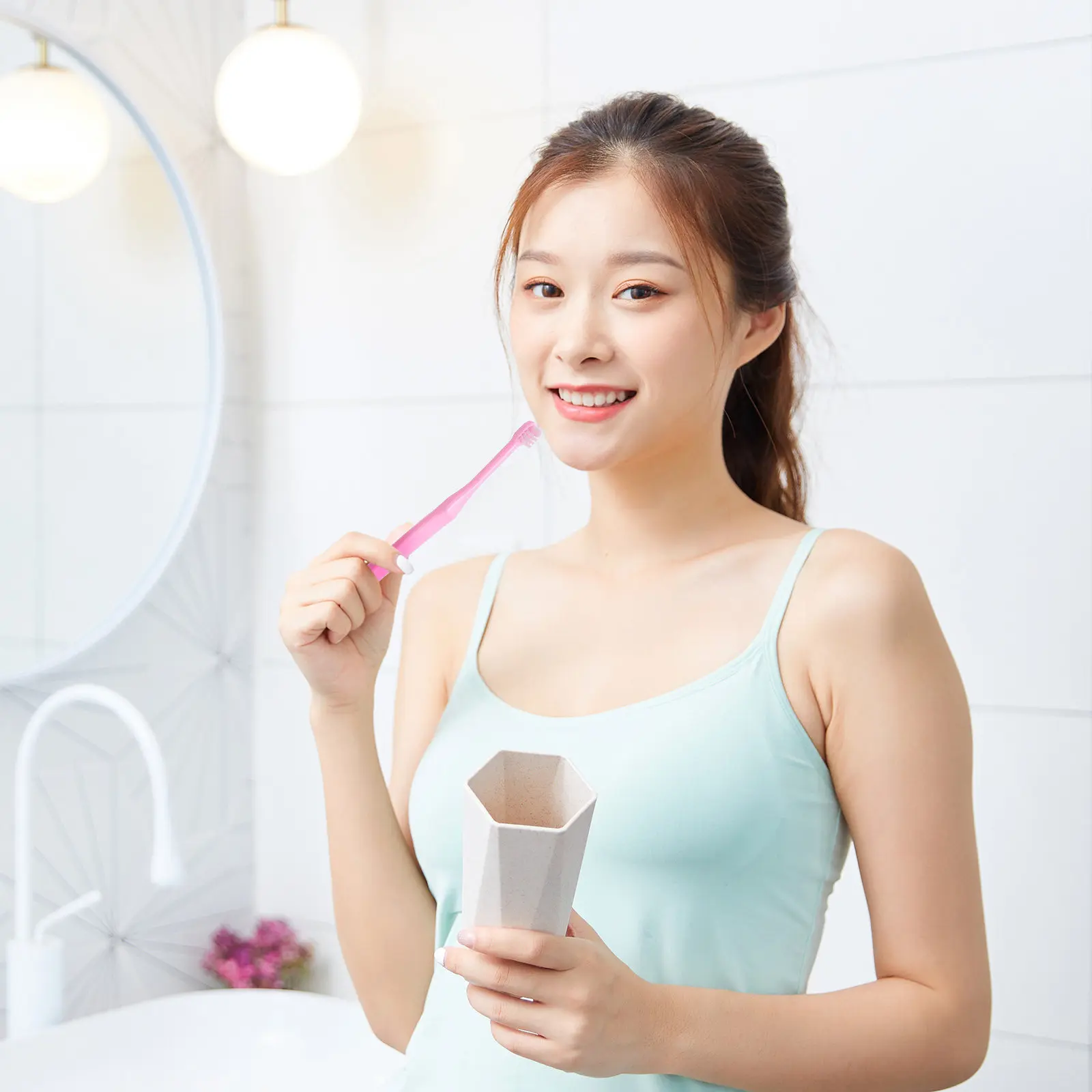 2Pcs 인터스페이스 칫솔 작은 헤드 교정용 칫솔 여행용 편안한 그립감 일상 사용 소형 치간 칫솔