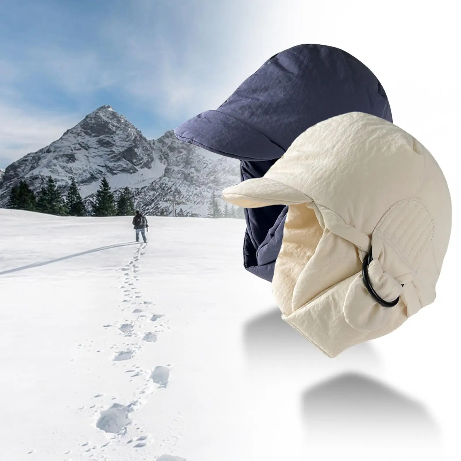 Down Hat with Earflaps Warm Hat with Visor Fashion Comfortable Winter Hat for Snow Sports Skating Outdoor Cold Weather Hiking