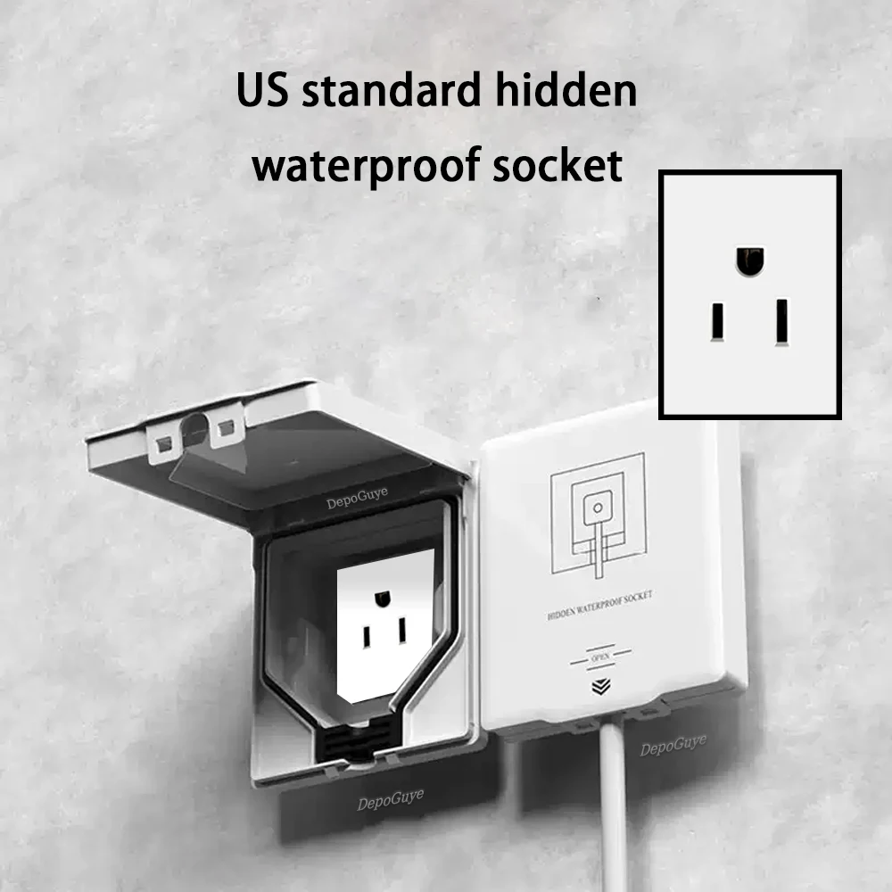 ปลั๊กมาตรฐานสหรัฐอเมริกาปลั๊กไฟฟ้ากันน้ําผนังปลั๊กไฟแบบฝัง,ประเภท 86 ตู้เย็นที่มองไม่เห็นปลั๊กซ็อกเก็ต 1 ปลั๊กมาตรฐานสหรัฐอเมริกาปลั๊กไฟฟ้ากันน้ําผนังปลั๊กไฟแบบฝัง,ประเภท 86 ตู้เย็นที่มองไม่เห็นปลั๊กซ็อกเก็ต 1