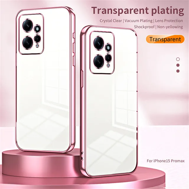 Funda enchapada transparente de lujo para Xiaomi Redmi Note 13, 12 Pro Plus, Note12pro, 5g, 12s, 11, 10, 9, 8T, 7 Pro, 12C, 13C, cubierta de silicona