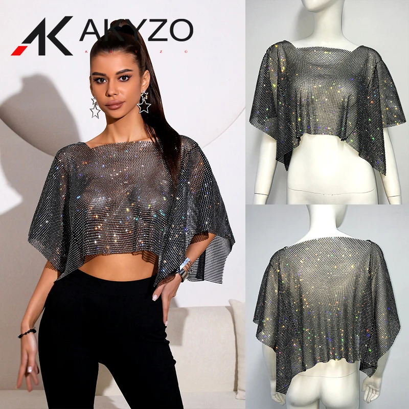 

Women Sparkly Crystal Sheer Mesh Tank Top Party Festival Glitter Vest Lady Casual Beachwear Fishnet Shawl Sexy Female Crop Tops