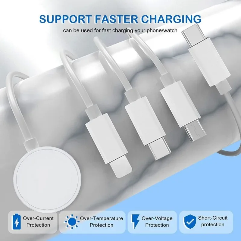 Watch charger Portable 4 in 1 Magnetic Watch Wireless Charger Charging Date Cable For iPhone 15 14 13 12 11 Pro Max iWatch 8 Ultra 7 6 SE 5 4