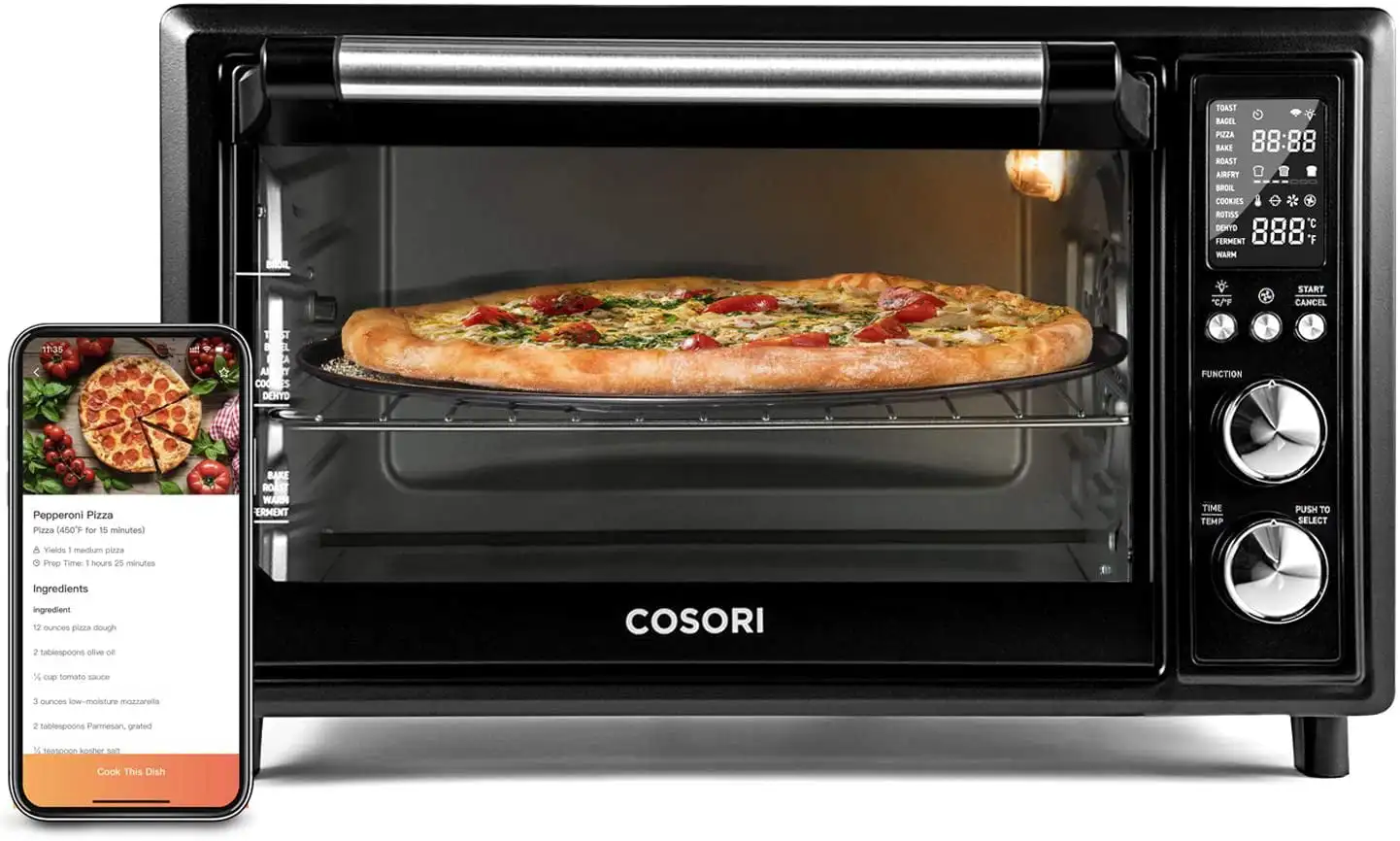 Cosori 25 in. L Black Smart Air Fryer Toaster Oven with Bonus Meat