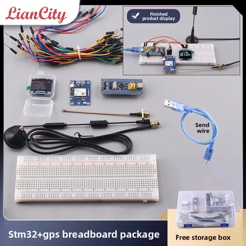 Module GPS NEO-6M NEO-7M avec Antenne IPEX pour Arduino STM32, installé sur une plaque d'essai