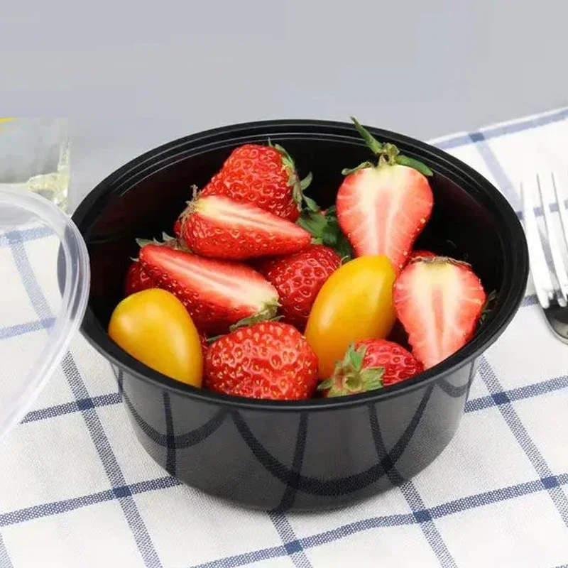 Disposable Lunch Box Black Thickened Food Packaging Box Heatable Plastic Takeout Packaging Fruit Salad Lunch Preservation Box 2