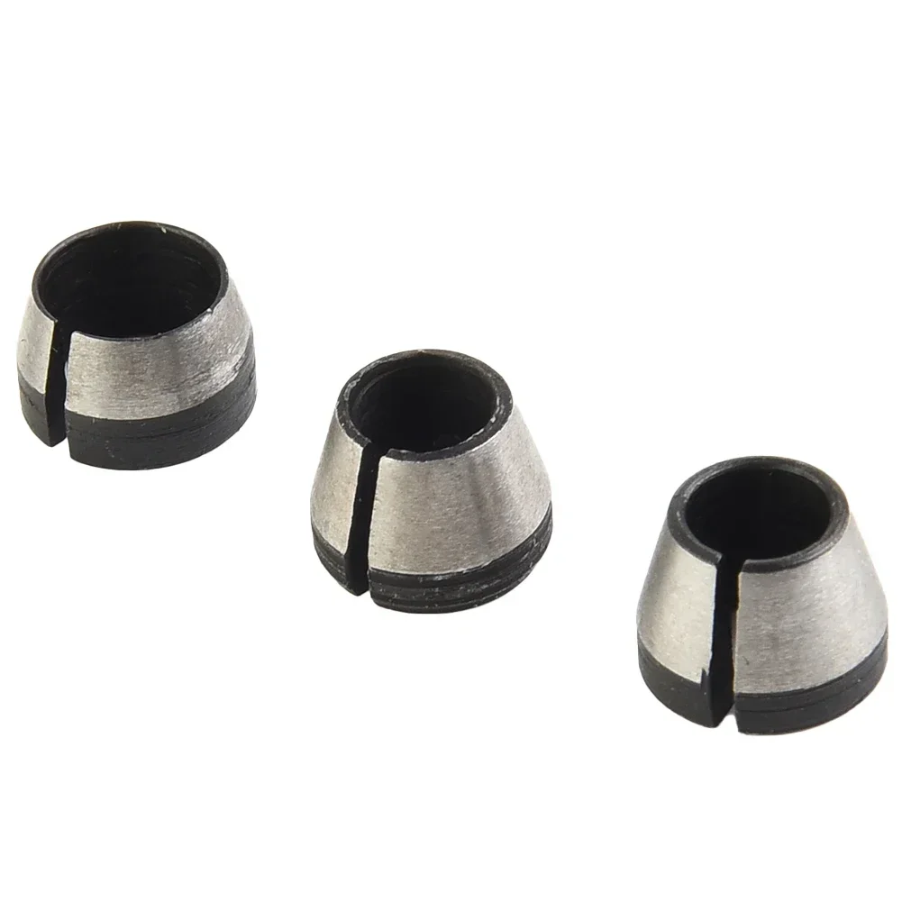 Power Tool Collet Chuck 3pcs 6mm/6.35mm/8mm Carbon Steel Collet Chuck Electric Router Milling Cutter High Strength Replacement