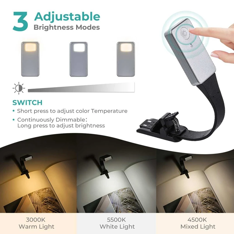 Rechargeable E-Book Led Light For Kindle Paper Usb Reading Lamp Book Light Lamp Clip For Travel Bedroom Book Reader 3Model