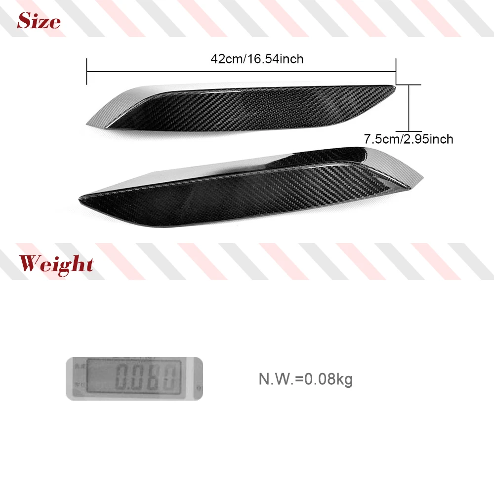 Carbon Fiber Front Bumper Fog Lights Corner Splitters Covers Trim for BMW F80 M3 F82 F83 M4 4 Door 2 Door 2014 -
