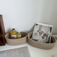 Cotton Rope Woven Storage Baskets Cosmetics Desktop Organizer Table Top Sundries Key Bedside Storage Basket 3