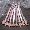 Simple Crochet Cotton Cloth Baby Pacifier Chain Moon Heart Beech Wood Clip For Handmade Baby Nipple Soother Chain Teething Toy 5