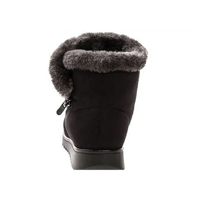 TIMETANG Women Ankle Boots Rabbit Fur New Fashion Waterproof Wedge Platform Winter Warm Snow