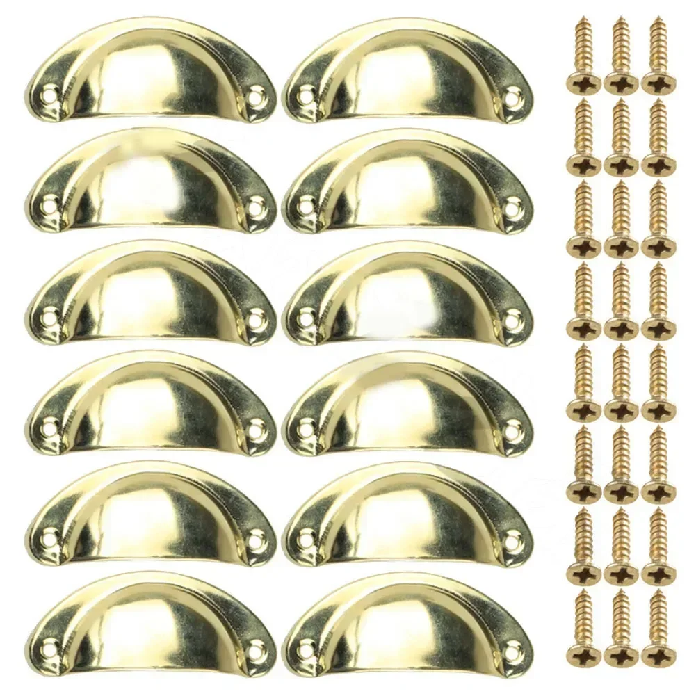 Retro Kitchen Drawer Cabinet Door Furniture Handles Iron Antique Shell Pull Handles 12PCS