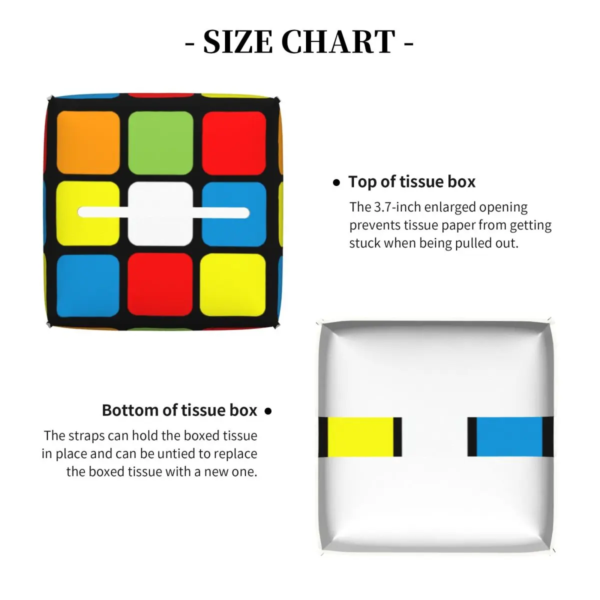 Custom 3x3 Rubiks Cube Pattern Tissue Box Cover PU Leather Square Facial Tissues Holder for Bathroom 4