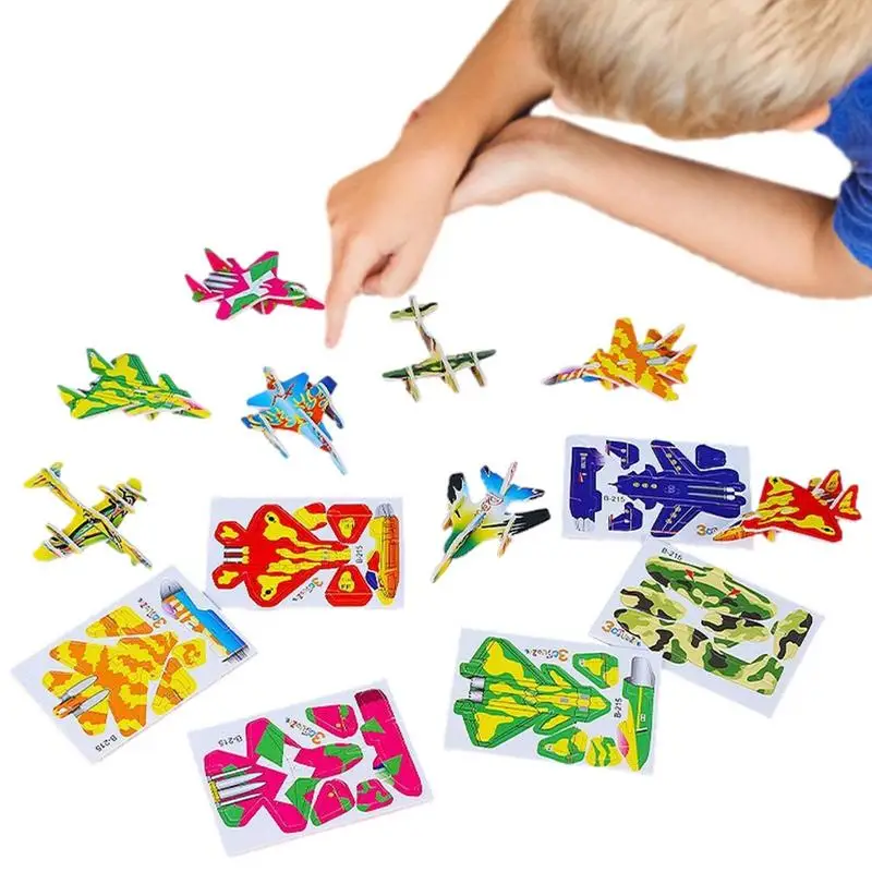 

3D Assemble Puzzle Toy Kit Foam 3D Toy Dinosaur Puzzles Assemble Toy 10pcs Teaser Plane Tank Dinosaur Puzzle Educational Family