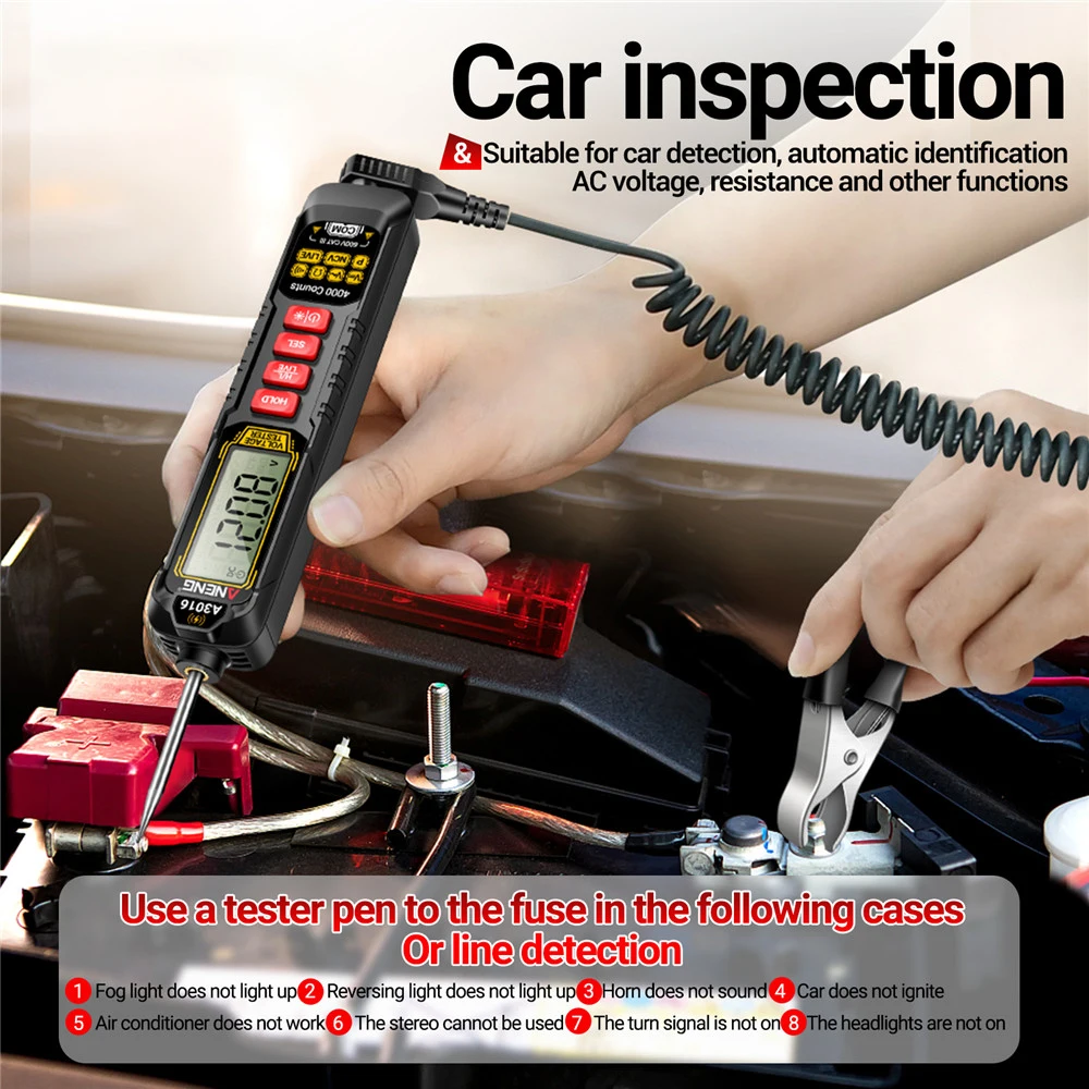 Digital Multimeter Voltage Resistance Tester Pencil 4V-600V 4000 Counts Intelligent Car Maintenance Test Pen ANENG digital multimeter