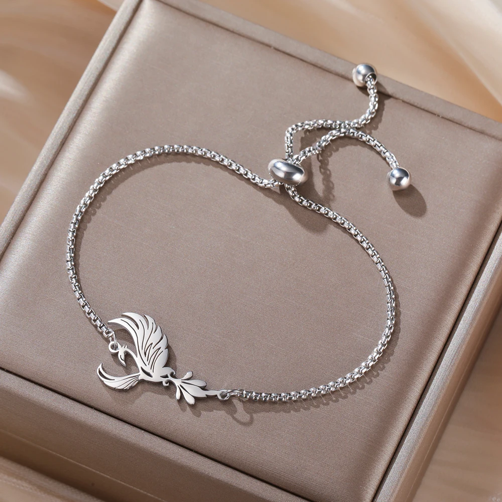 Dawapara Phoenix-Armband für Frauen, mythischer Vogel, inspirierende Armbänder, Valentinstagsgeschenk, Edelstahl-Schmuck