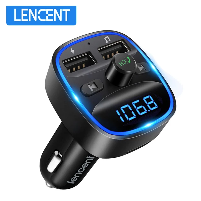 LENCENT Bluetooth FM Transmitter Wireless Radio Adapter Car Kit with Dual USB Charging Car Charger MP3 Player Support TF Card