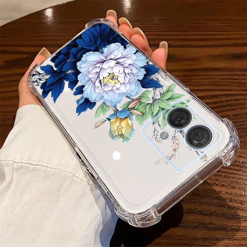 Elegant Flower Transparent Phone Case - Edge Series Compatibility