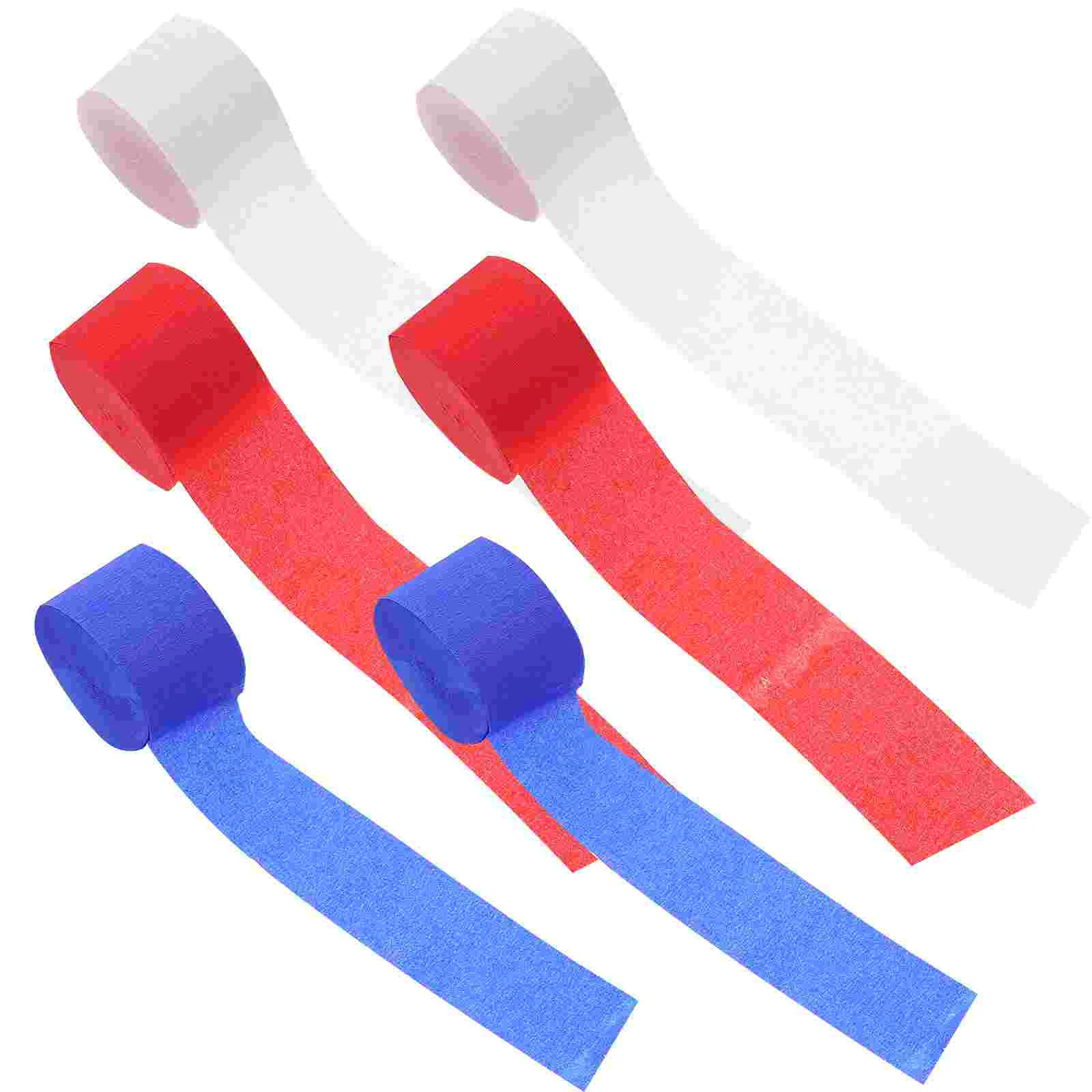 

6pcs Crepe Paper Streamers in 3 Colors Crepe Paper Rolls Party Decor for Birthday Wedding Ceremony ( White+ Red+ Blue )