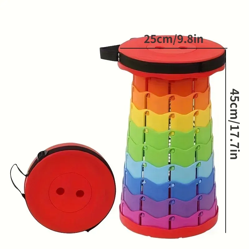 1 PCS telescopic folding stool, suitable for outdoor travel, hiking, camping and fishing -adjustable height and lightweight