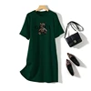 Women Cartoon Printed Tunic Office Lady Summer Cotton Short Sleeve Casual Loose O-neck Pullover Dresses 5