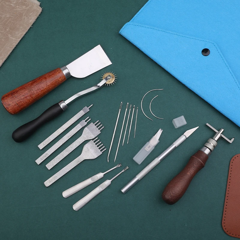 IMZAY Professional Leather Craft Tools Set Leather Cutting Knife Hole Punching Tools Kit Hand Sewing Stitching Tool leather tools leather craft tool kit leather craft tools leather craft tool