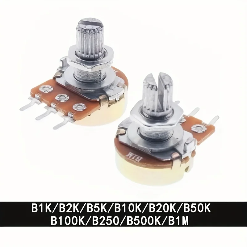 160 개/상자 WH148 15MM 단일 전위차계 키트 B1K/5K/10K/20K/50K/100K/500K/1M 손잡이 세트 샤프트 너트 포함