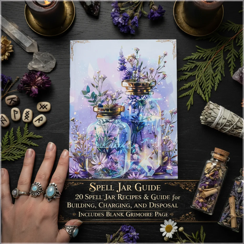 Witchcraft Grimoire: Gothic Dark Academia Witch Journal with Moon Phases, Herbal Lore, and Spells (77-Page Book of Shadows Kit)