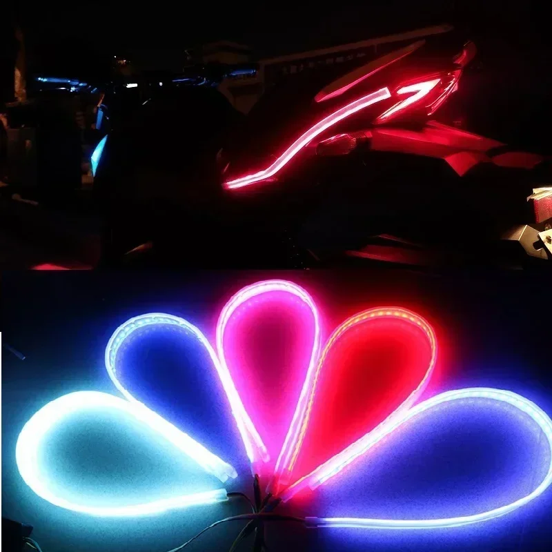 2Pcs DRL LED Strip Car Turn Signal Light Bright Lamp Strip Flexible Tube Waterproof Daytime Running Light for Car Headlight 12V