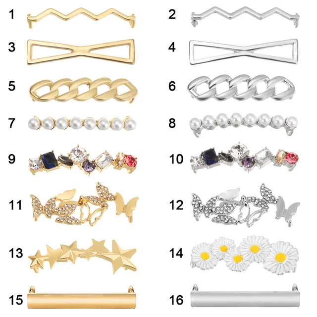 HICARER 16 Pezzi Clip Decorativi Per Lacci - Strass E Perle Finte Per Personalizzare Le Tue Scarpe - Foto 2