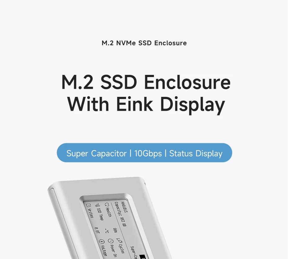 Hagibis NVMe SSD Enclosure with E-Ink Display (10Gbps)