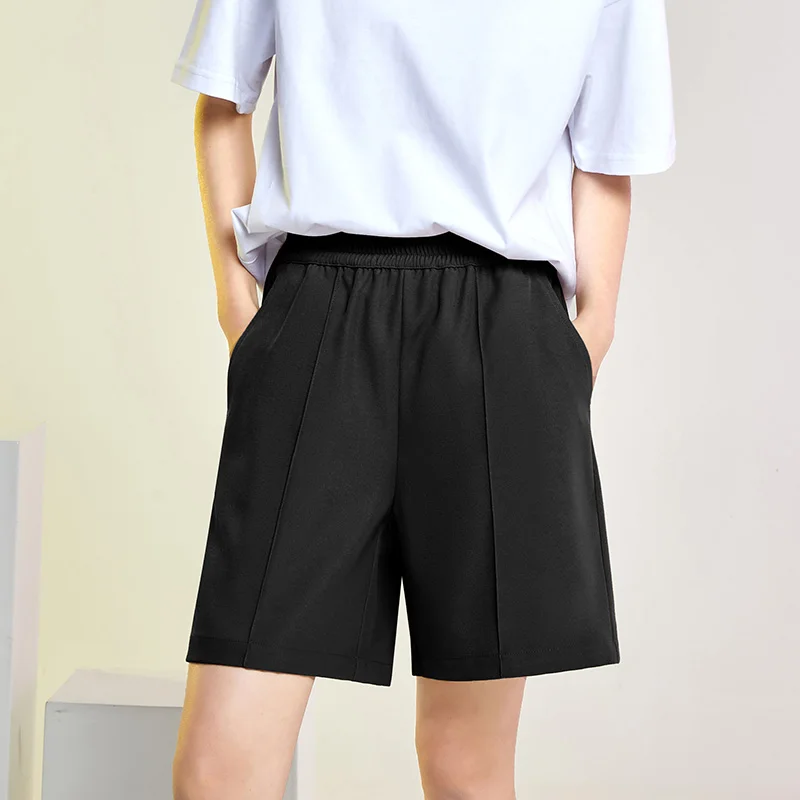 Women'S Summer New Simple And Fashionable High Waist Korean Loose Shorts Student Casual Elastic Waist Sports 5-Point Pants
