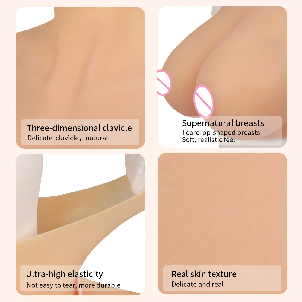 Realistic Silicone Breast Forms Fake Boobs Breast Plates Round neck silicone filled boobs Live Props big chest cosplay coser silicone breast forms