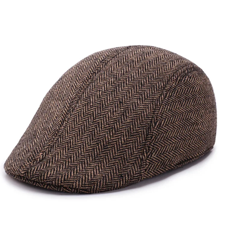 Autumn and checkered duck hat brushed fabric warm beret classic winter cap_voghion.com