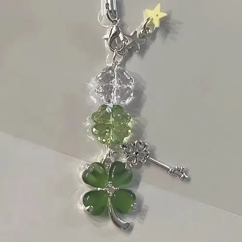 Four-Leaf Clover Beaded Keychain for Women and Girls, Cute Bag Pendant Decor, Lucky Grass, Star, Phone Charms, Trendy Gifts, Y2K - Image 5
