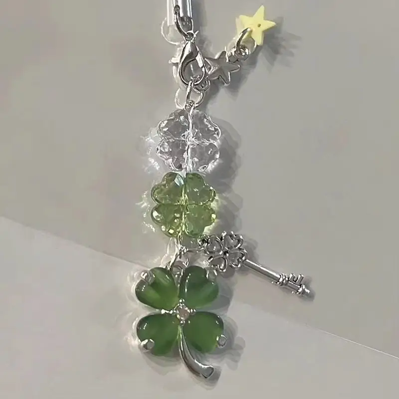 Four-Leaf Clover Beaded Keychain for Women and Girls, Cute Bag Pendant Decor, Lucky Grass, Star, Phone Charms, Trendy Gifts, Y2K - Image 5