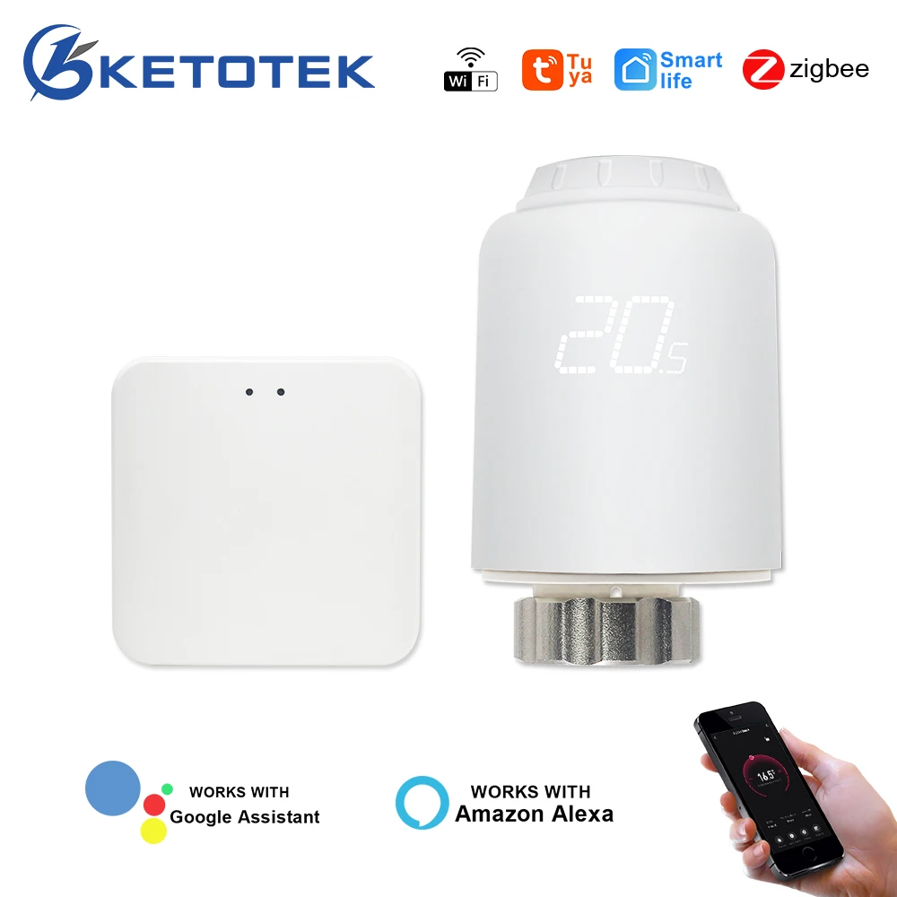 Ketotek Zigbee Thermostatic Radiator Valve Smart Programmable Thermostat  Trv Temperature Heater Controller Alexa Voice Control - Temperature  Controller - AliExpress