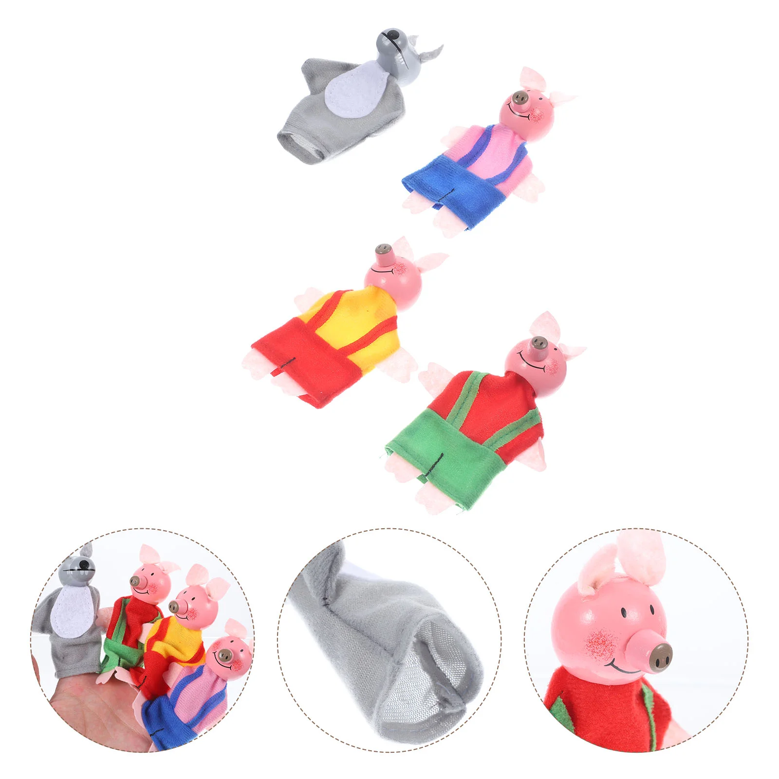 1 Set/4pcs Cartoon Children's Toys Pig and Wolf Puppet Early Educational Toys
