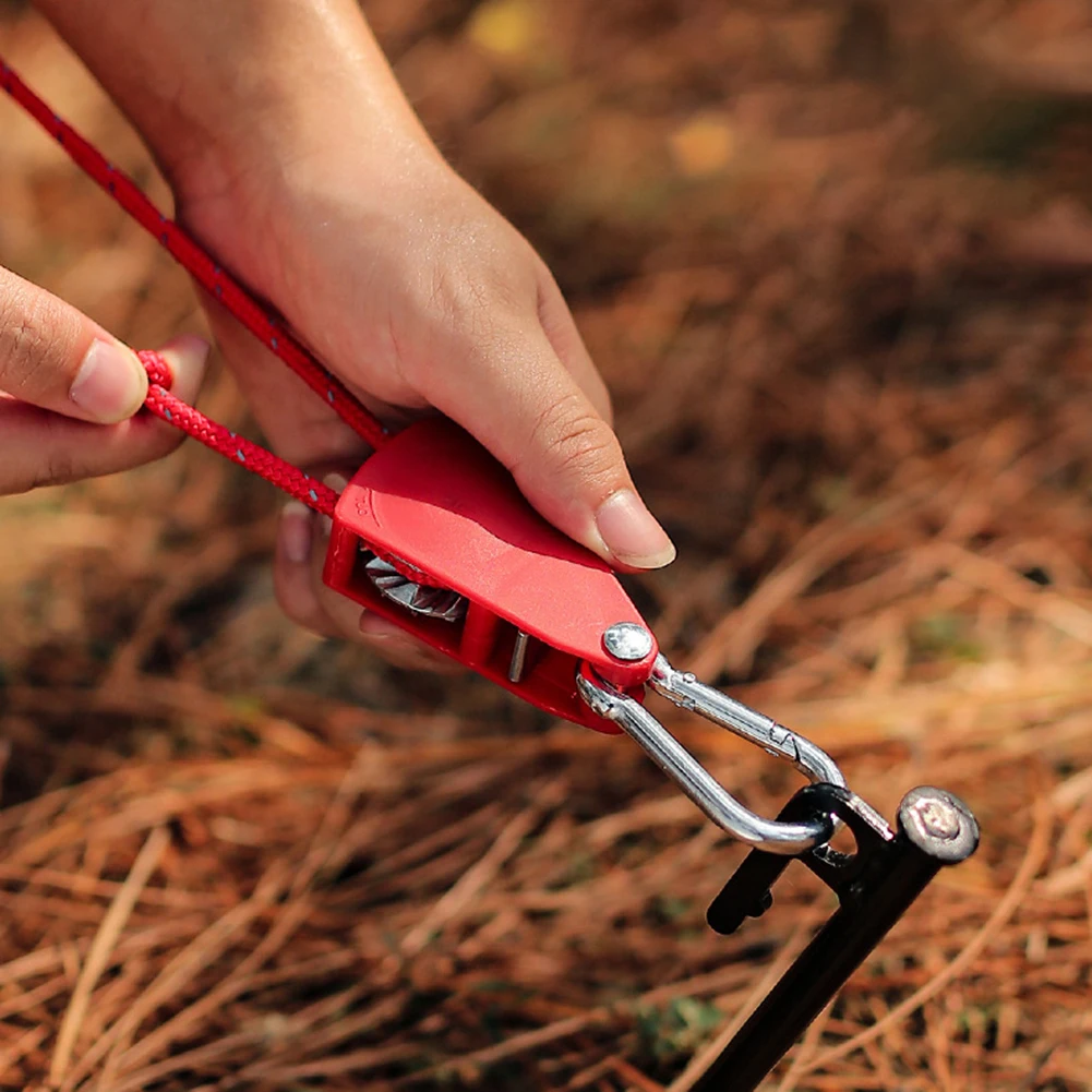 4M Camping Tent Tie Down Fastener Rope Adjustable Parachute Nylon Cord Awning Rope Ratchet Hanger Pulley Hook Tightening Strap