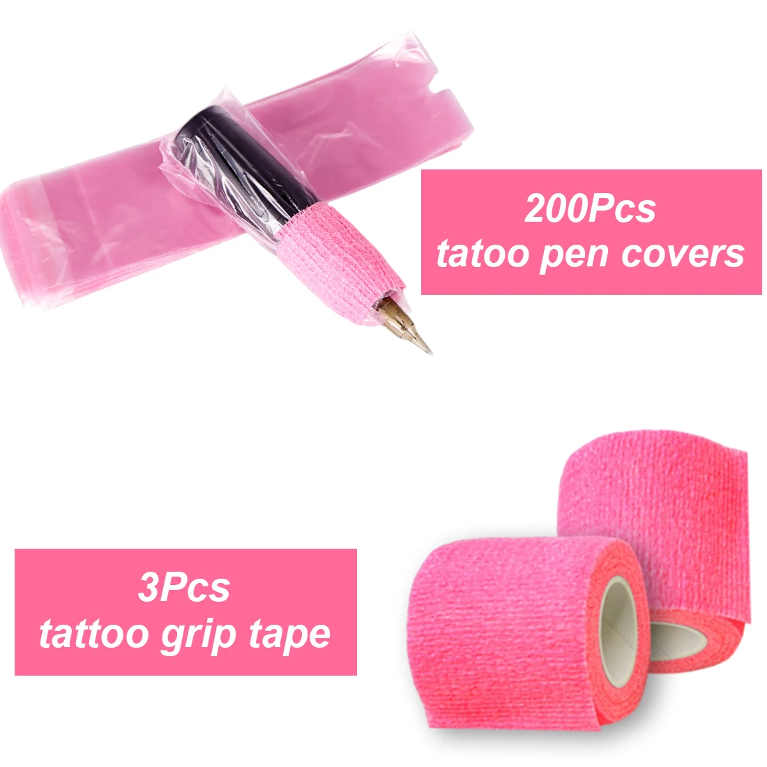 200 pièces tatouage crayon manchon sac couvre 3 pièces rose pansement pratique tatouage ensembles deux couleurs Microblading Supplie pour artistes