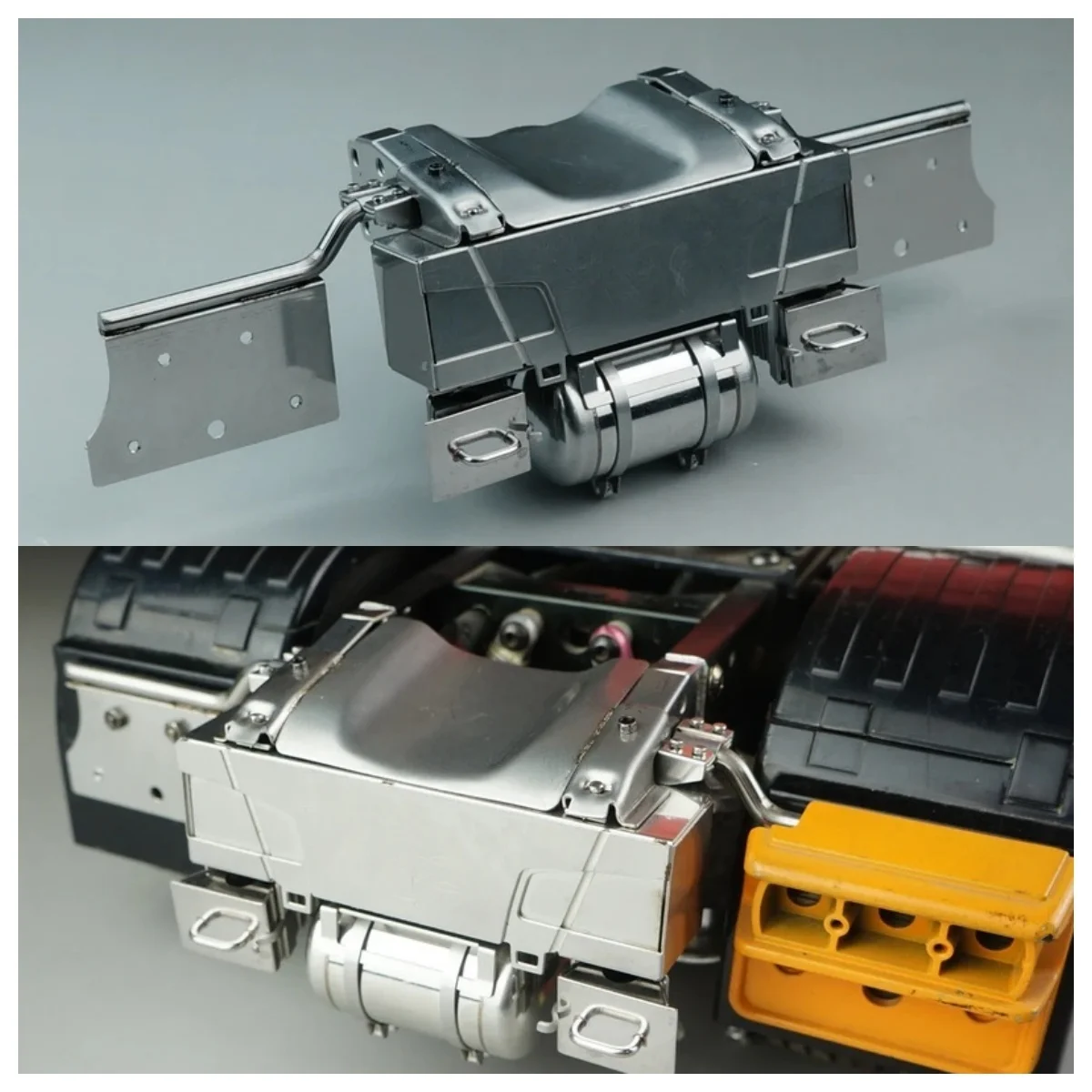 Scaleclub Truck 1/14 R620 R470 R730 770 Anhänger Metall Hinterschiene Träger Hinterer Gastank Skid Set LESU Modell RC-Zubehör – Detail 1