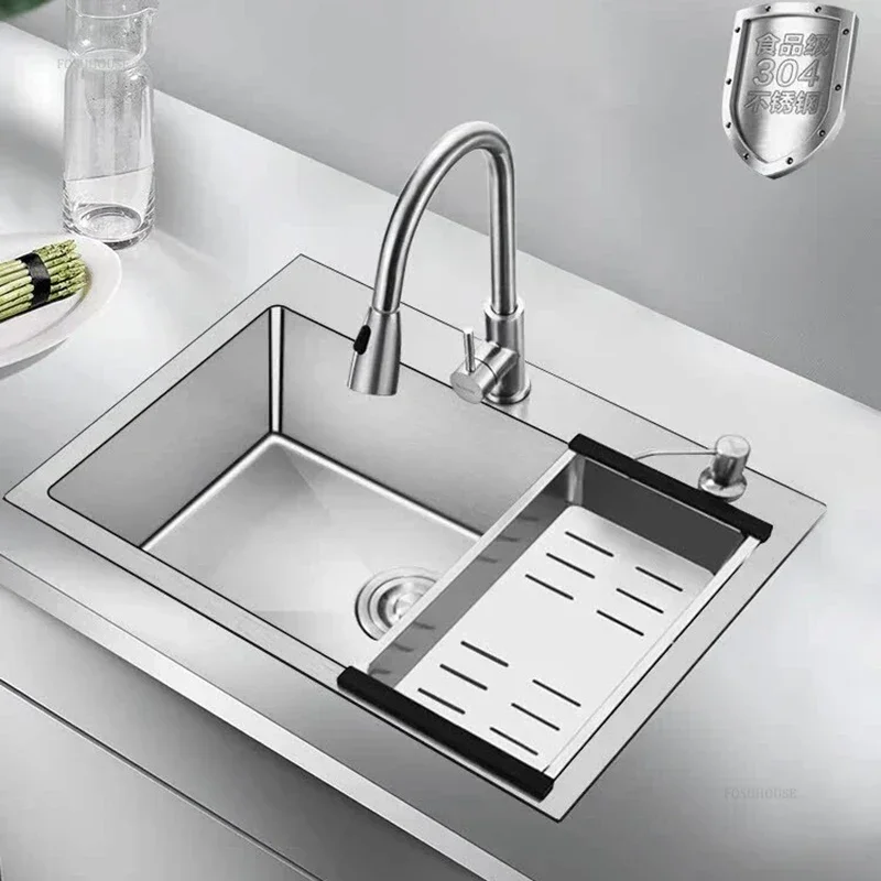 Commercial Kitchen Sink For Dining Room Brushed Metal Multi-functional Sink Modern Thickened Kitchen Sinks For Restaurant