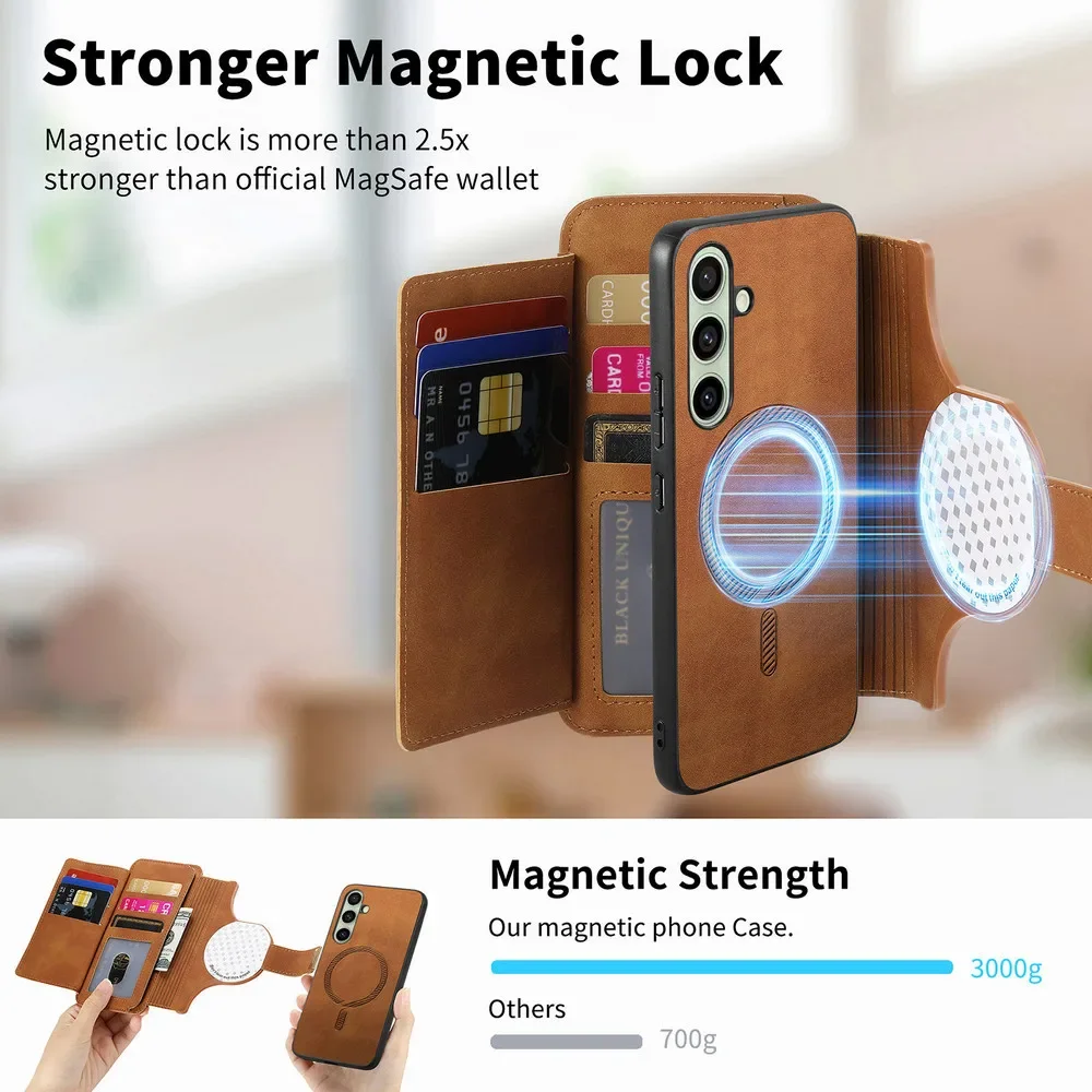 Detachable Leather Zipper Wallet Phone Case Cover