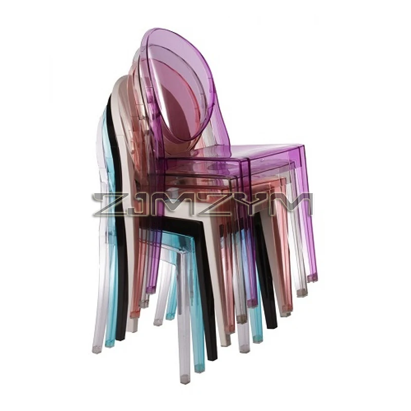 Leisure Chair Transparent Dining Acrylic Chair Multicolor Plastic Cosmetic Furniture Backrest