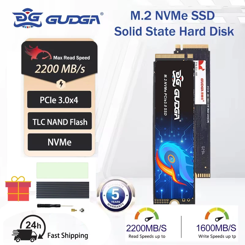 GUDGA M.2 NVMe SSD 2280 Solid State Hard Disk 1TB 512GB