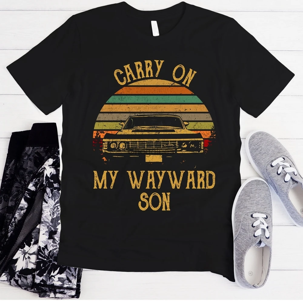 Сверхъестественная футболка с надписью Carry On My Wayward сын на день рождения День Св.