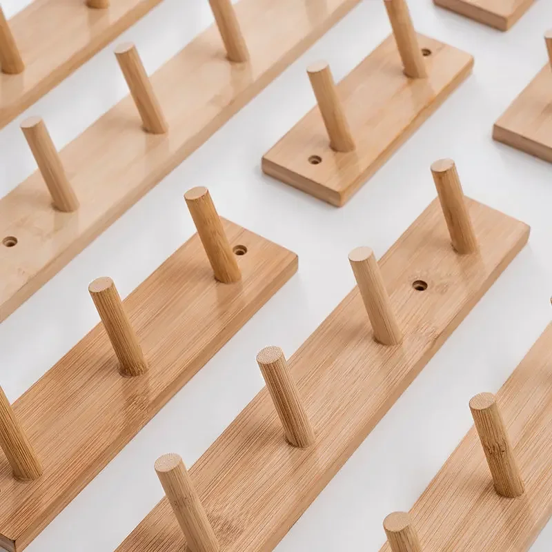 Nordic Bamboo Wall Storage Coat Rack with Hooks Clothes Hat Robe Key Hanger Organizer Holders for Back Door Hallway Furniture clothes rack